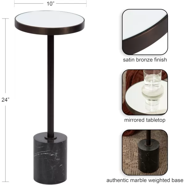 Kate and Laurel Hescott Modern Decorative Round Pedestal Use as Indoor Plant Stand or Living Room Accent Table 10x10x24 BlackGoldBronze