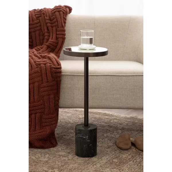 Kate and Laurel Hescott Modern Decorative Round Pedestal Use as Indoor Plant Stand or Living Room Accent Table 10x10x24 BlackGoldBronze