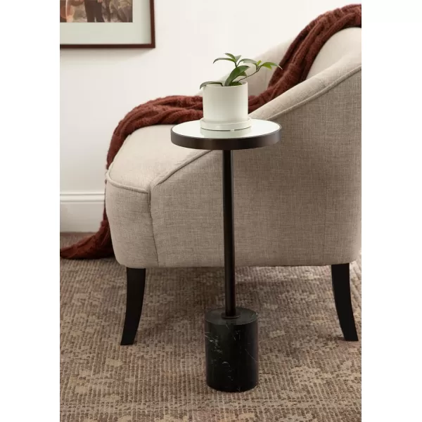 Kate and Laurel Hescott Modern Decorative Round Pedestal Use as Indoor Plant Stand or Living Room Accent Table 10x10x24 BlackGoldBronze