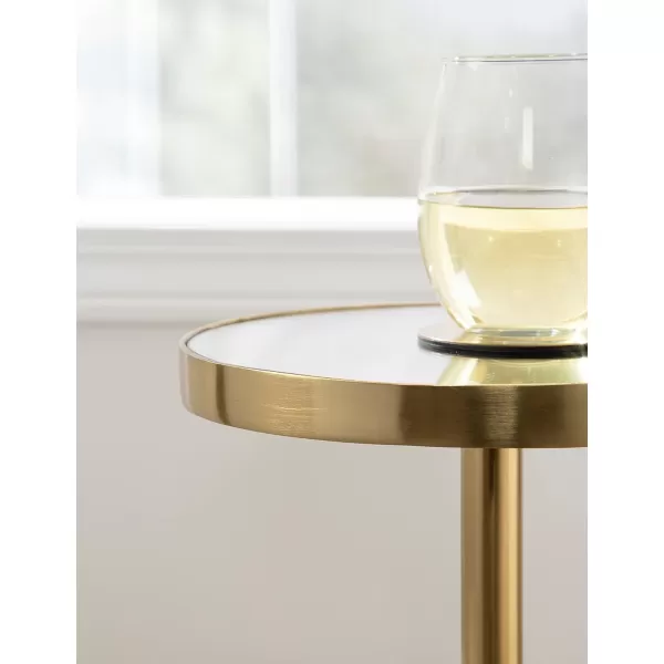 Kate and Laurel Hescott Modern Decorative Round Pedestal Use as Indoor Plant Stand or Living Room Accent Table 10x10x24 BlackGoldGold