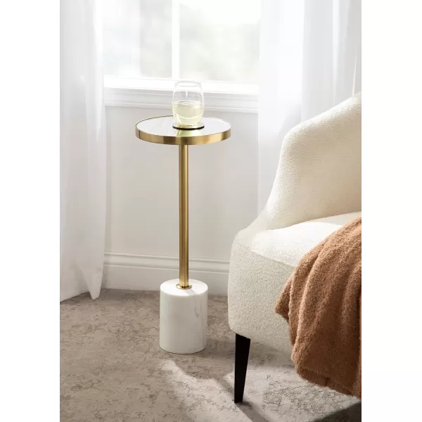 Kate and Laurel Hescott Modern Decorative Round Pedestal Use as Indoor Plant Stand or Living Room Accent Table 10x10x24 BlackGoldGold