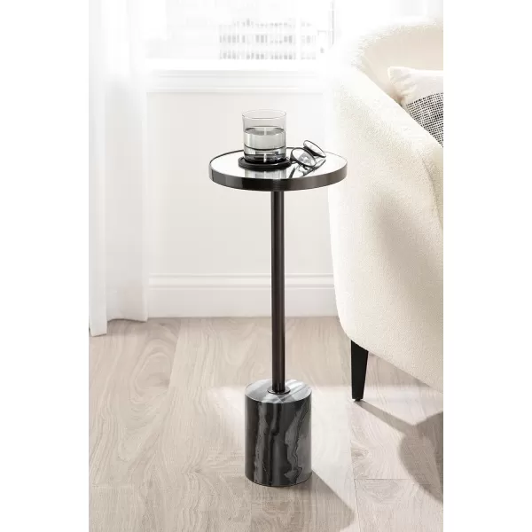 Kate and Laurel Hescott Modern Decorative Round Pedestal Use as Indoor Plant Stand or Living Room Accent Table 10x10x24 BlackGoldPewter