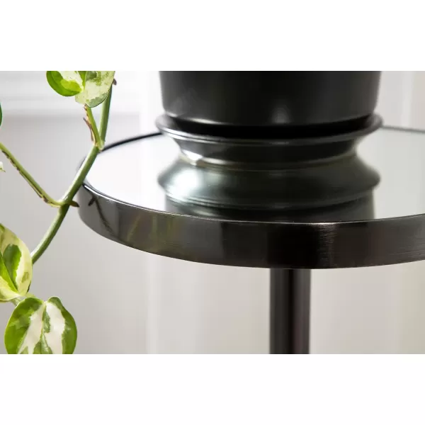 Kate and Laurel Hescott Modern Decorative Round Pedestal Use as Indoor Plant Stand or Living Room Accent Table 10x10x24 BlackGoldPewter