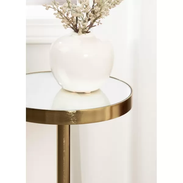 Kate and Laurel Hescott Modern Decorative Round Pedestal Use as Indoor Plant Stand or Living Room Accent Table 10x10x24 BlackGoldWalnut BrownGold