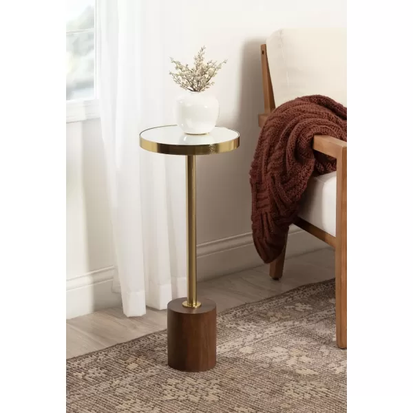 Kate and Laurel Hescott Modern Decorative Round Pedestal Use as Indoor Plant Stand or Living Room Accent Table 10x10x24 BlackGoldWalnut BrownGold