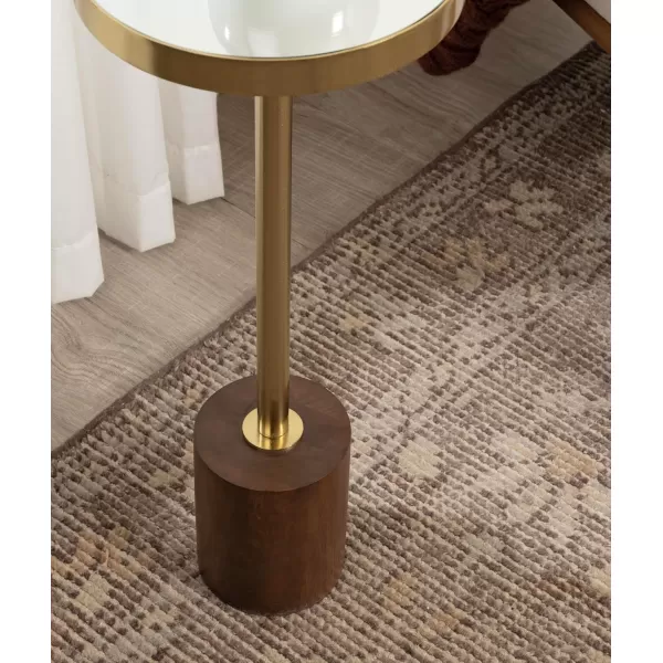 Kate and Laurel Hescott Modern Decorative Round Pedestal Use as Indoor Plant Stand or Living Room Accent Table 10x10x24 BlackGoldWalnut BrownGold