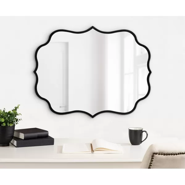 Kate and Laurel Higby Scalloped Wall Mirror 24 x 31 Gold Decorative Modern Glam Mirror with Curved Scalloped Edge and Robust Metal FrameBlack