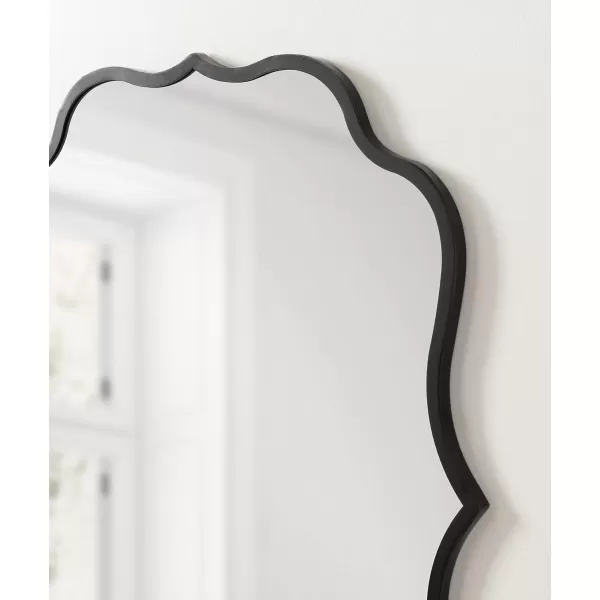 Kate and Laurel Higby Scalloped Wall Mirror 24 x 31 Gold Decorative Modern Glam Mirror with Curved Scalloped Edge and Robust Metal FrameBlack