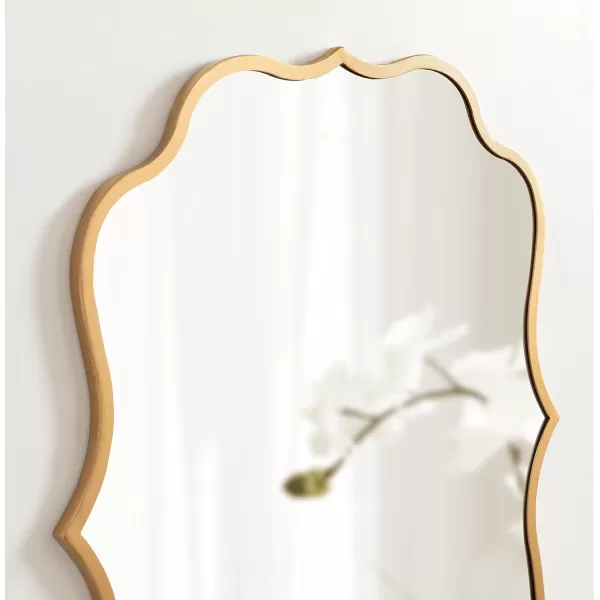 Kate and Laurel Higby Scalloped Wall Mirror 24 x 31 Gold Decorative Modern Glam Mirror with Curved Scalloped Edge and Robust Metal FrameGold