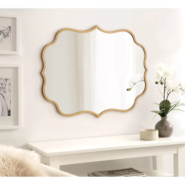 Kate and Laurel Higby Scalloped Wall Mirror 24 x 31 Gold Decorative Modern Glam Mirror with Curved Scalloped Edge and Robust Metal FrameGold