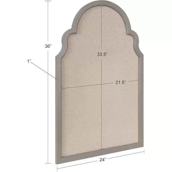 Kate and Laurel Hogan Farmhouse Framed Arch Fabric Pinboard 24 x 36 Black Decorative Bulletin Board with Moroccan Arch and Linen Fabric Pinning Surface for WallGray
