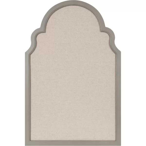 Kate and Laurel Hogan Farmhouse Framed Arch Fabric Pinboard 24 x 36 Black Decorative Bulletin Board with Moroccan Arch and Linen Fabric Pinning Surface for WallGray