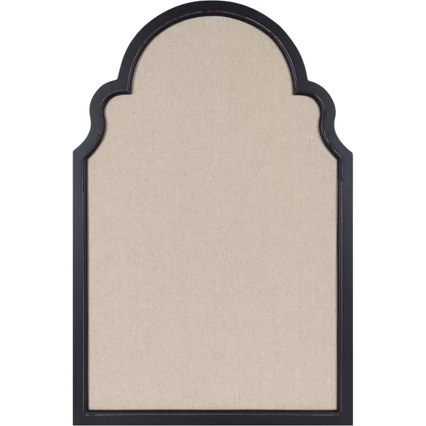 Kate and Laurel Hogan Farmhouse Framed Arch Fabric Pinboard 24 x 36 Black Decorative Bulletin Board with Moroccan Arch and Linen Fabric Pinning Surface for WallBlack