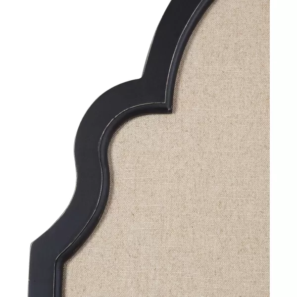 Kate and Laurel Hogan Farmhouse Framed Arch Fabric Pinboard 24 x 36 Black Decorative Bulletin Board with Moroccan Arch and Linen Fabric Pinning Surface for WallBlack