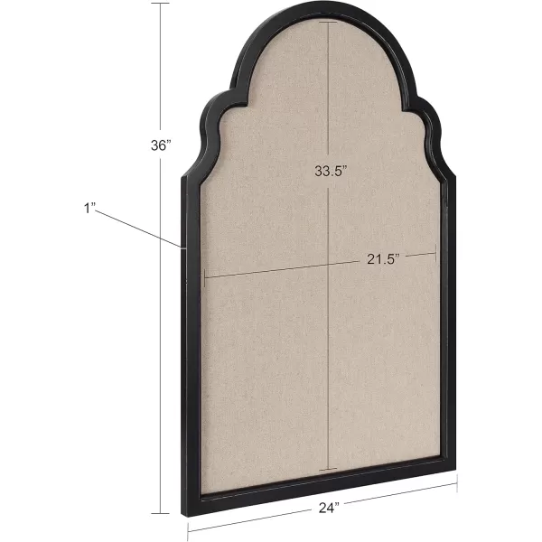 Kate and Laurel Hogan Farmhouse Framed Arch Fabric Pinboard 24 x 36 Black Decorative Bulletin Board with Moroccan Arch and Linen Fabric Pinning Surface for WallBlack