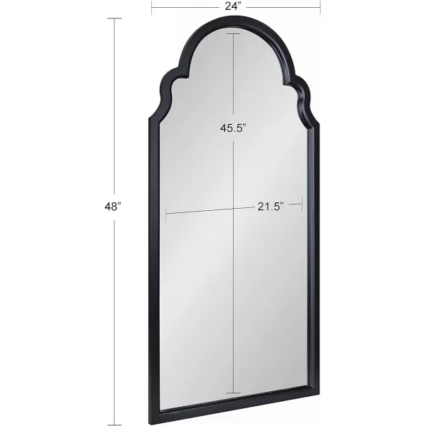 Kate and Laurel Hogan Wood Framed Arched Wall Mirror 24 x 48 Gold Glamorous Moroccan Mirror for Sophisticated Wall DecorBlack