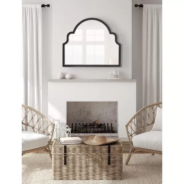 Kate and Laurel Hogan Wood Framed Arched Wall Mirror 24 x 48 Gold Glamorous Moroccan Mirror for Sophisticated Wall DecorBlack