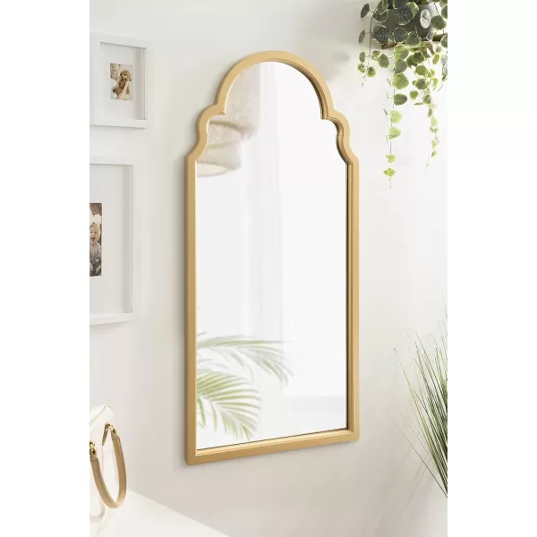 Kate and Laurel Hogan Wood Framed Arched Wall Mirror 24 x 48 Gold Glamorous Moroccan Mirror for Sophisticated Wall DecorGold