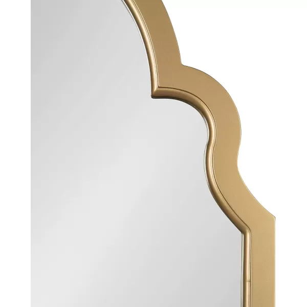 Kate and Laurel Hogan Wood Framed Arched Wall Mirror 24 x 48 Gold Glamorous Moroccan Mirror for Sophisticated Wall DecorGold