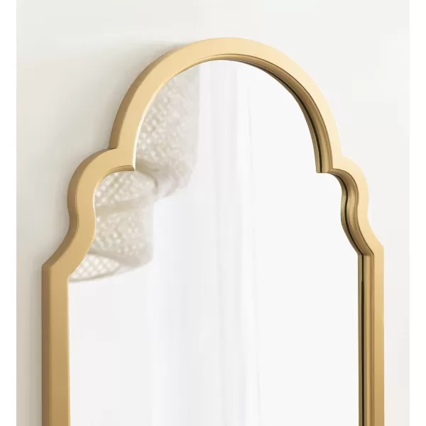 Kate and Laurel Hogan Wood Framed Arched Wall Mirror 24 x 48 Gold Glamorous Moroccan Mirror for Sophisticated Wall DecorGold