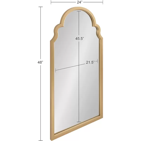 Kate and Laurel Hogan Wood Framed Arched Wall Mirror 24 x 48 Gold Glamorous Moroccan Mirror for Sophisticated Wall DecorGold