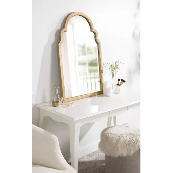 Kate and Laurel Hogan Wood Framed Arched Wall Mirror 24 x 48 Gold Glamorous Moroccan Mirror for Sophisticated Wall DecorGold