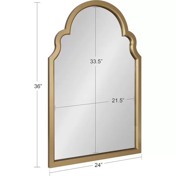 Kate and Laurel Hogan Wood Framed Arched Wall Mirror 24 x 48 Gold Glamorous Moroccan Mirror for Sophisticated Wall DecorGold