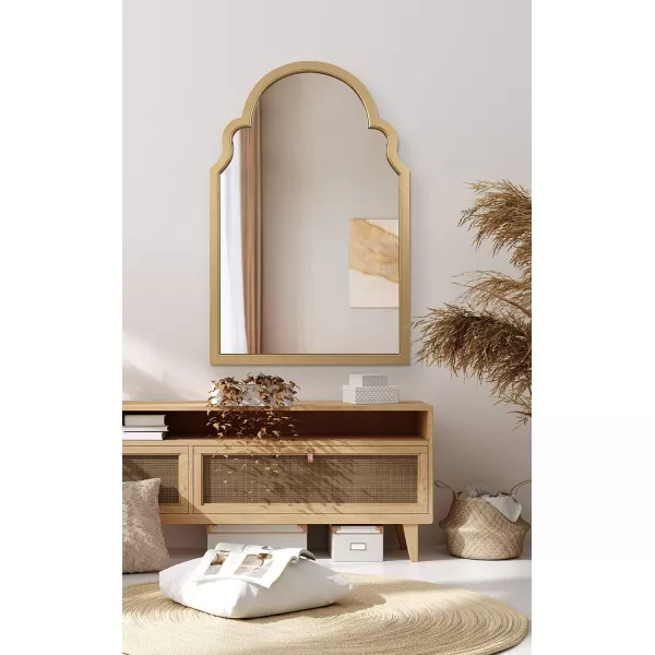 Kate and Laurel Hogan Wood Framed Arched Wall Mirror 24 x 48 Gold Glamorous Moroccan Mirror for Sophisticated Wall DecorGold