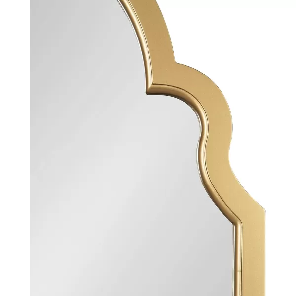 Kate and Laurel Hogan Wood Framed Arched Wall Mirror 24 x 48 Gold Glamorous Moroccan Mirror for Sophisticated Wall DecorGold