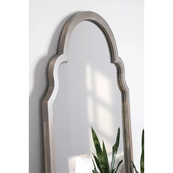 Kate and Laurel Hogan Wood Framed Arched Wall Mirror 24 x 48 Gold Glamorous Moroccan Mirror for Sophisticated Wall DecorGrey