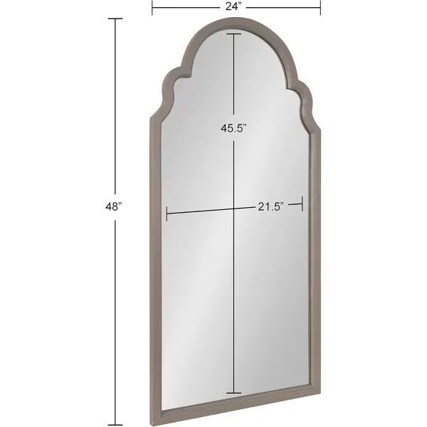 Kate and Laurel Hogan Wood Framed Arched Wall Mirror 24 x 48 Gold Glamorous Moroccan Mirror for Sophisticated Wall DecorGrey