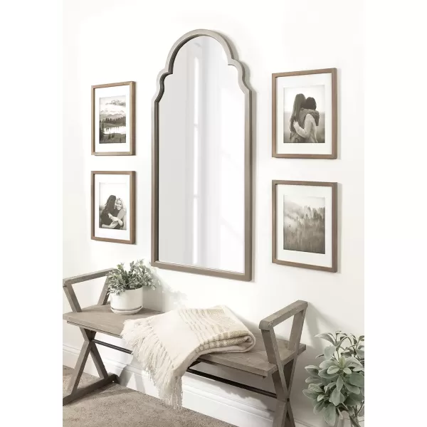 Kate and Laurel Hogan Wood Framed Arched Wall Mirror 24 x 48 Gold Glamorous Moroccan Mirror for Sophisticated Wall DecorGrey