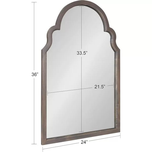 Kate and Laurel Hogan Wood Framed Arched Wall Mirror 24 x 48 Gold Glamorous Moroccan Mirror for Sophisticated Wall DecorGrey