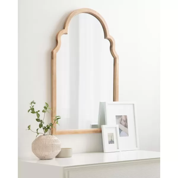 Kate and Laurel Hogan Wood Framed Arched Wall Mirror 24 x 48 Gold Glamorous Moroccan Mirror for Sophisticated Wall DecorNatural