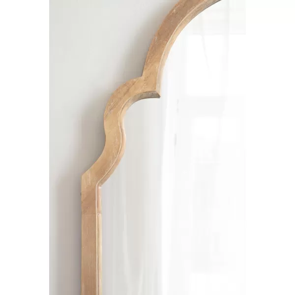 Kate and Laurel Hogan Wood Framed Arched Wall Mirror 24 x 48 Gold Glamorous Moroccan Mirror for Sophisticated Wall DecorNatural