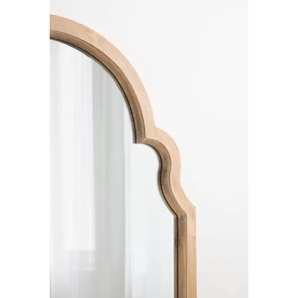 Kate and Laurel Hogan Wood Framed Arched Wall Mirror 24 x 48 Gold Glamorous Moroccan Mirror for Sophisticated Wall DecorNatural