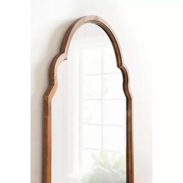 Kate and Laurel Hogan Wood Framed Arched Wall Mirror 24 x 48 Gold Glamorous Moroccan Mirror for Sophisticated Wall DecorRustic Brown