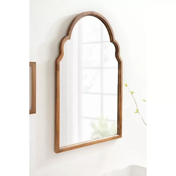 Kate and Laurel Hogan Wood Framed Arched Wall Mirror 24 x 48 Gold Glamorous Moroccan Mirror for Sophisticated Wall DecorRustic Brown