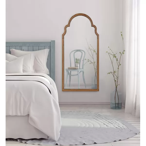 Kate and Laurel Hogan Wood Framed Arched Wall Mirror 24 x 48 Gold Glamorous Moroccan Mirror for Sophisticated Wall DecorRustic Brown