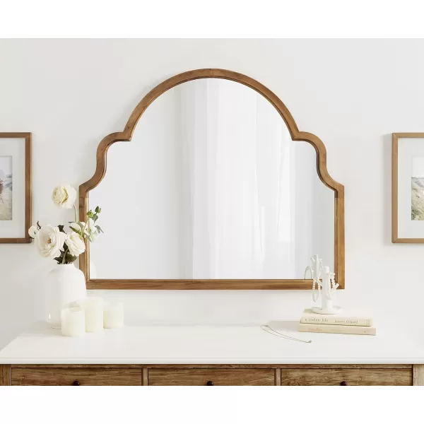 Kate and Laurel Hogan Wood Framed Arched Wall Mirror 24 x 48 Gold Glamorous Moroccan Mirror for Sophisticated Wall DecorRustic Brown