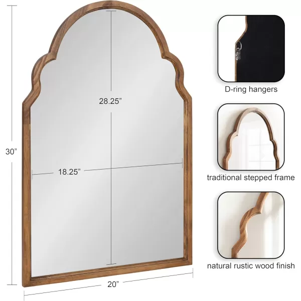 Kate and Laurel Hogan Wood Framed Arched Wall Mirror 24 x 48 Gold Glamorous Moroccan Mirror for Sophisticated Wall DecorRustic Brown