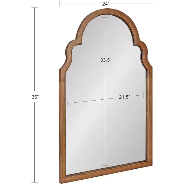 Kate and Laurel Hogan Wood Framed Arched Wall Mirror 24 x 48 Gold Glamorous Moroccan Mirror for Sophisticated Wall DecorRustic Brown