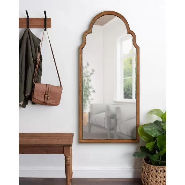 Kate and Laurel Hogan Wood Framed Arched Wall Mirror 24 x 48 Gold Glamorous Moroccan Mirror for Sophisticated Wall DecorRustic Brown