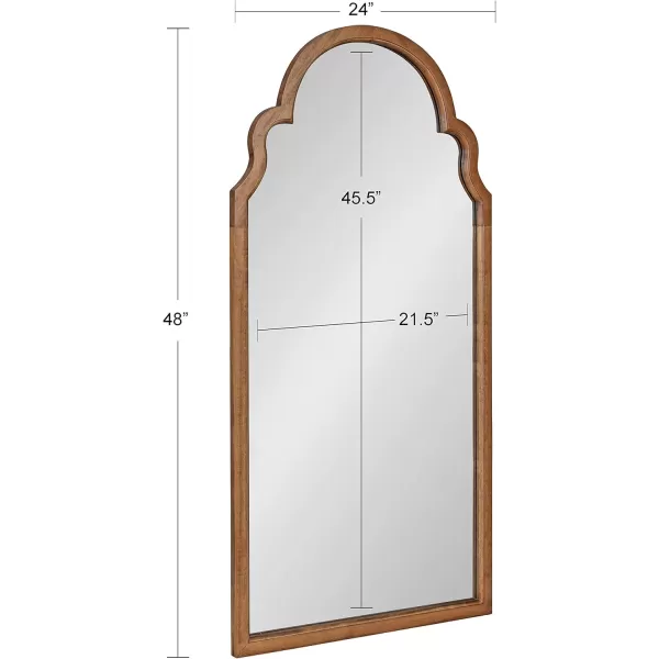 Kate and Laurel Hogan Wood Framed Arched Wall Mirror 24 x 48 Gold Glamorous Moroccan Mirror for Sophisticated Wall DecorRustic Brown