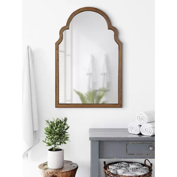 Kate and Laurel Hogan Wood Framed Arched Wall Mirror 24 x 48 Gold Glamorous Moroccan Mirror for Sophisticated Wall DecorRustic Brown