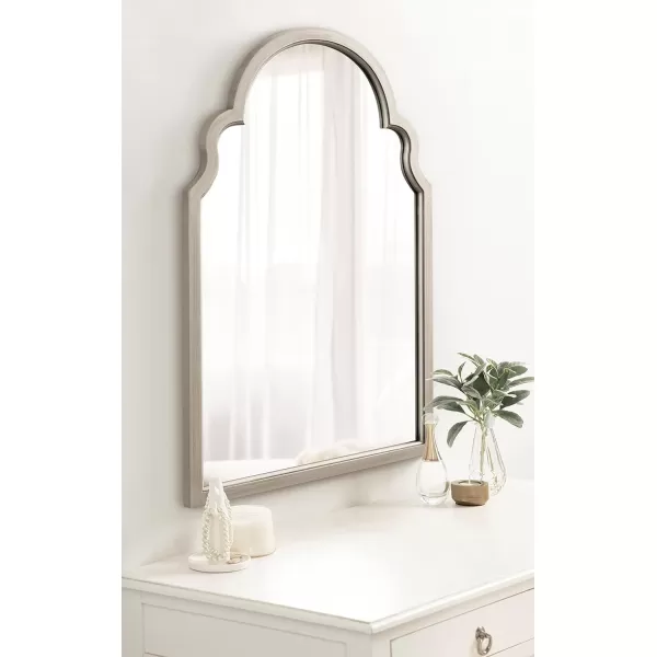 Kate and Laurel Hogan Wood Framed Arched Wall Mirror 24 x 48 Gold Glamorous Moroccan Mirror for Sophisticated Wall DecorSilver