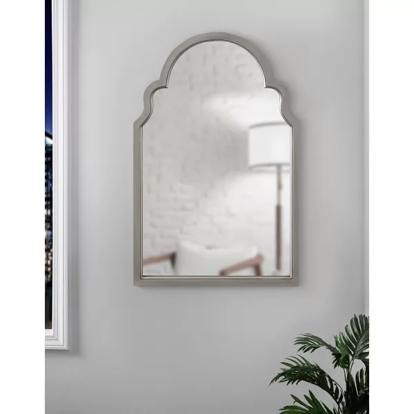 Kate and Laurel Hogan Wood Framed Arched Wall Mirror 24 x 48 Gold Glamorous Moroccan Mirror for Sophisticated Wall DecorSilver