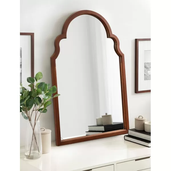 Kate and Laurel Hogan Wood Framed Arched Wall Mirror 24 x 48 Gold Glamorous Moroccan Mirror for Sophisticated Wall DecorWalnut Brown