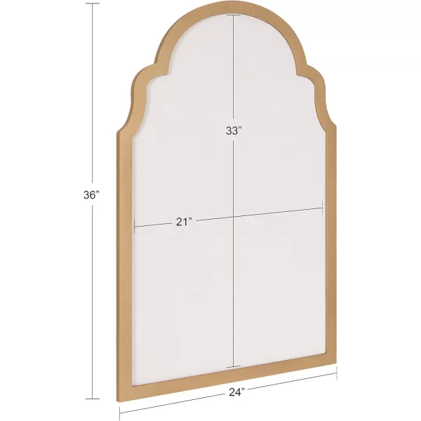 Kate and Laurel Holbrook Glam Framed Arch Fabric Pinboard 24 x 36 Gold Decorative Modern Bulletin Board for WallGold