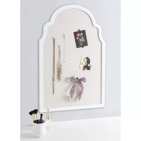 Kate and Laurel Holbrook Glam Framed Arch Fabric Pinboard 24 x 36 Gold Decorative Modern Bulletin Board for WallWhite